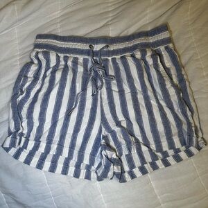 GAP High Waist Blue and White Striped Shorts